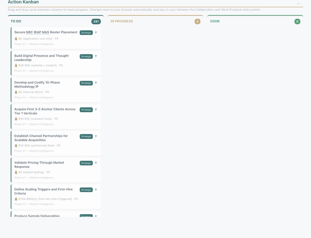 Kanban d’actions — glisser, suivre, livrer